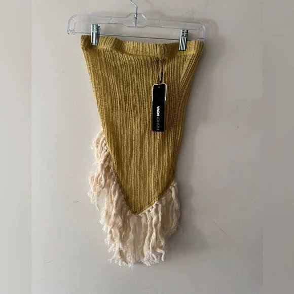 NEW!! Fashion Nova Tell Me About It Chartreuse Fringe Scarf Top - Picture 2 of 6